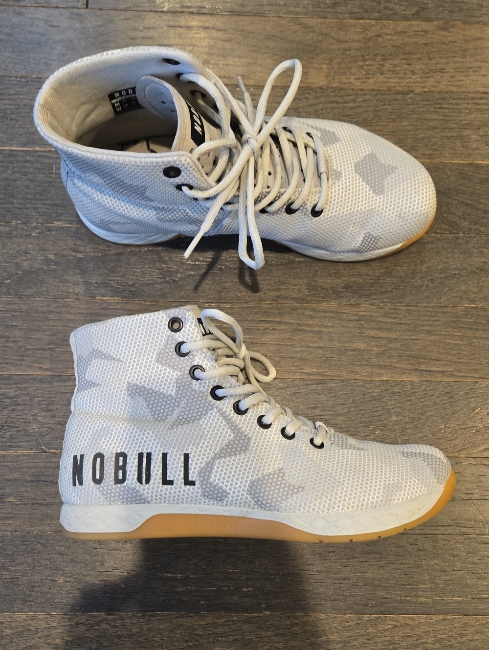 NOBULL Outwork High-Top Trainers - Arctic Camo, Gum Sole - SZ W 8.5/ M 7